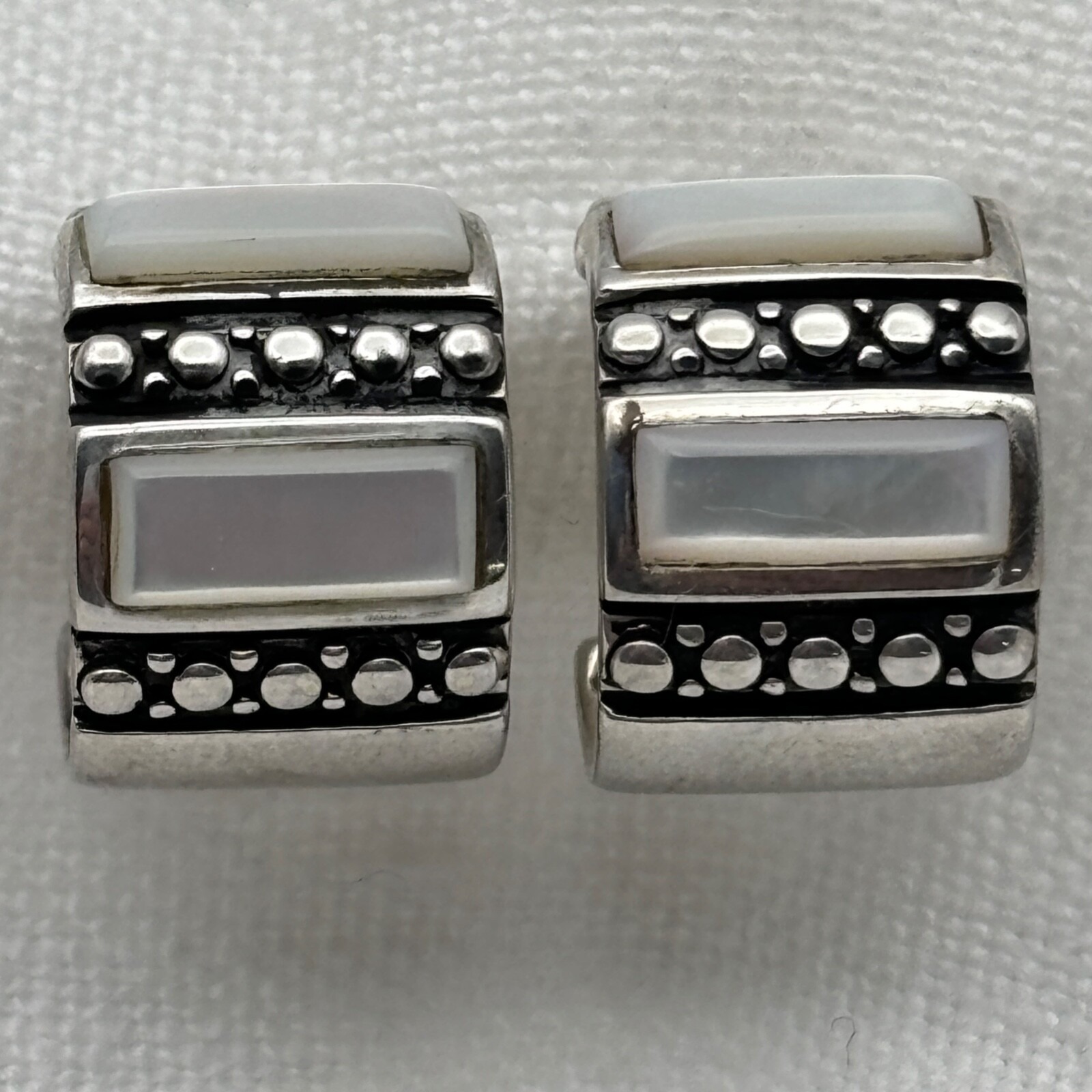 Sterling Silver Mop Abalone Hoop Earrings A Thailand 925 34$